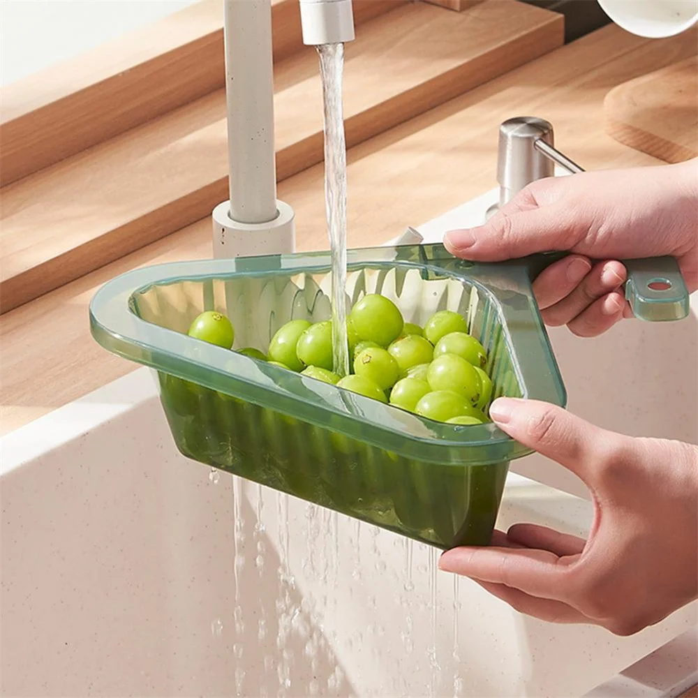 

Extendable Sink Strainer Basket Triangular Corner Hanging Sink Food/Waste Filter Heat Resistant Drain Basket JS22