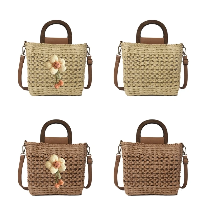 

X4FF Trendy Straw Woven Handheld Beach Bag Spacious and Lightweight Shoulder Bags
