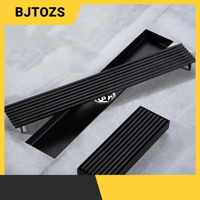 

1pcs 304 Stainless Steel Floor Drain Black Rectangular Bathroom Kitchen Wc Long Linear Drainage Drainer