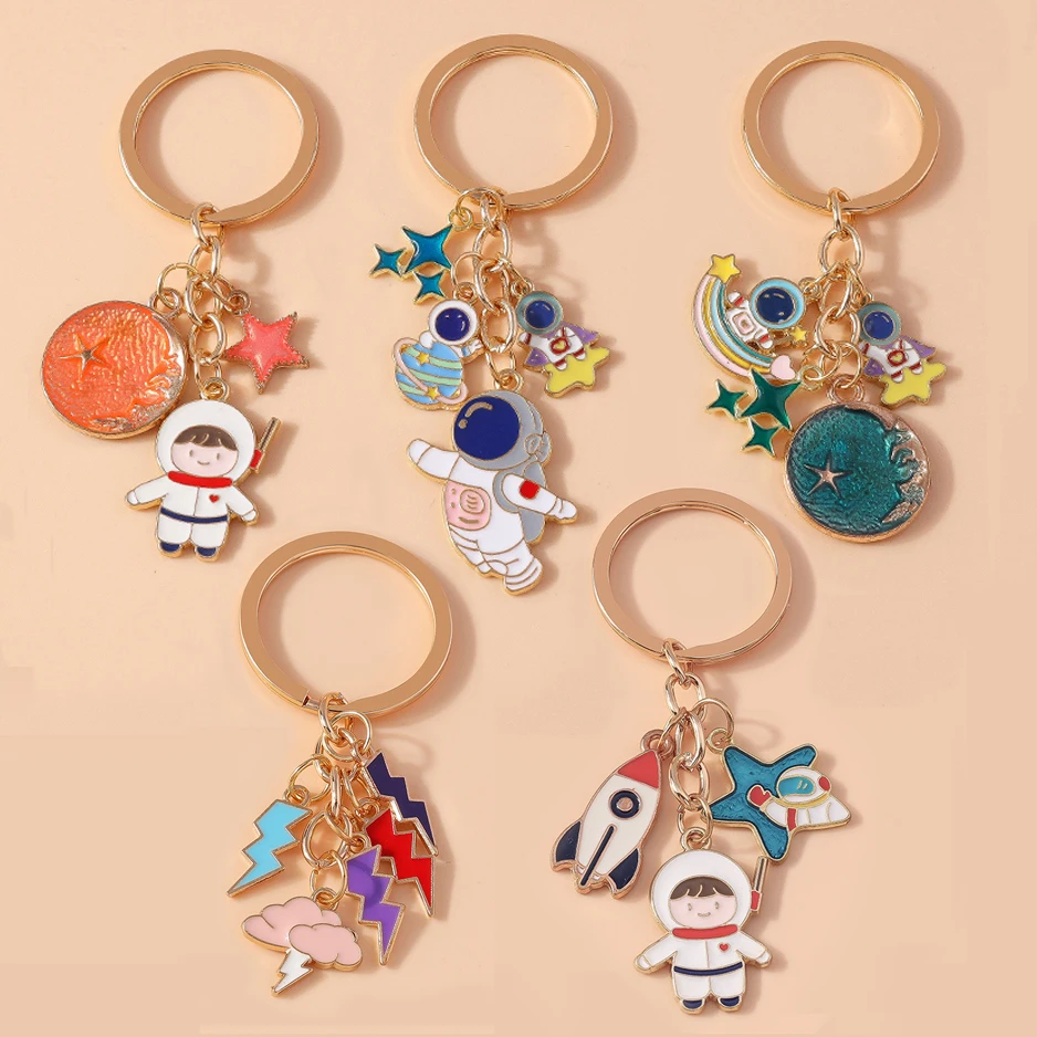 Aihua милые эмалированные брелки с рисунком молнии звезды луны космонавта подвески