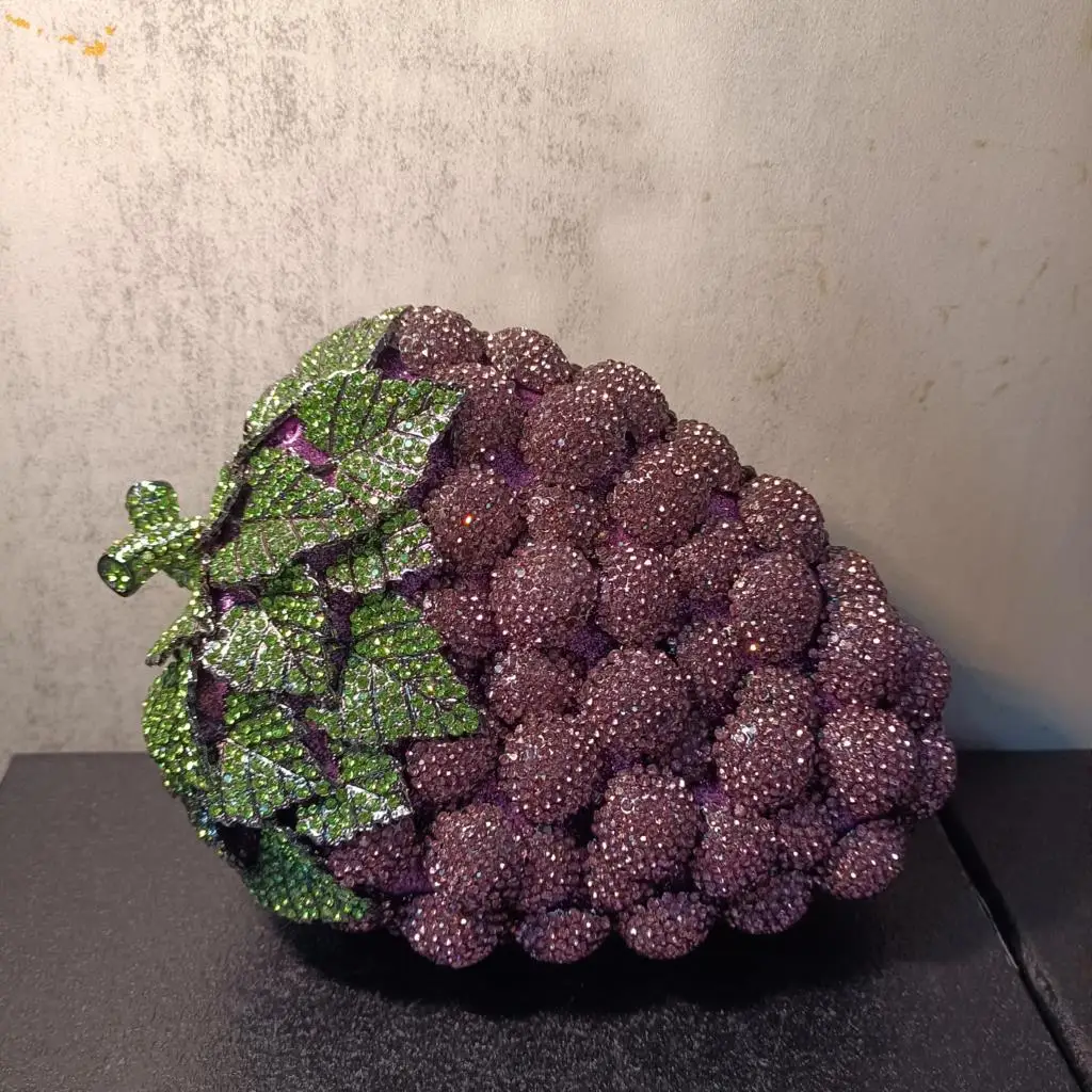 

Fashion Grape Crystal Bags Purse Purple Designer Women Party Clutches Mini Clutch Bags Drop Shipping Wedding Bridal Handbags