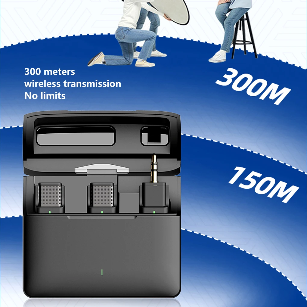 

Cellphone Wireless Microphone Portable Rechargeable Recording Clip-on Mic with Charging Case Live Streaming Type 4