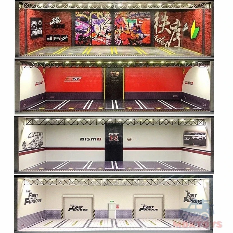 GEECHAN 1:64 Диорама Витрина Яркая модель Carport JDM LBWK USB Светодиодные фонари Готовые