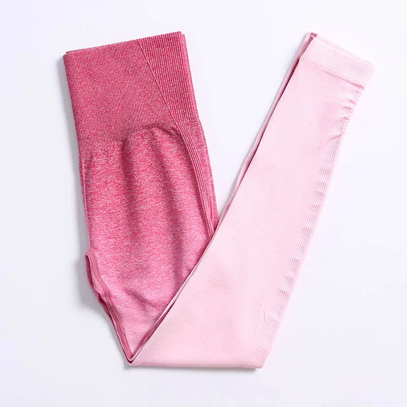 Gradient High Waist Leggings Women Fitness Yoga Pants Seamless Scrunch Butt Sportswear High Waist Workout Tights Yoga Leggings