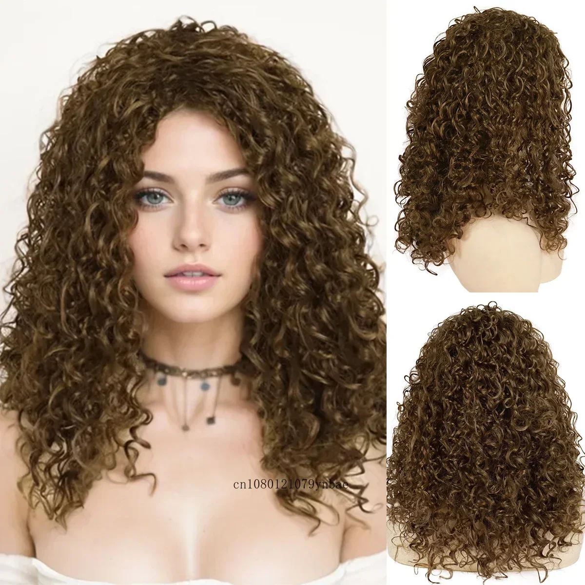 Натуральные синтетические волосы средние коричневые вьющиеся парики надувной