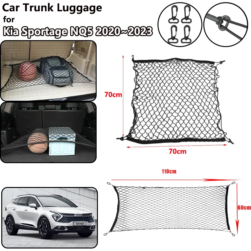 Car Trunk Net For Kia Sportage NQ5 5 Accessories 2022 2023 2024 Back Rear Trunk Organizer Elastic Luggage Bag Auto Holder Pocket