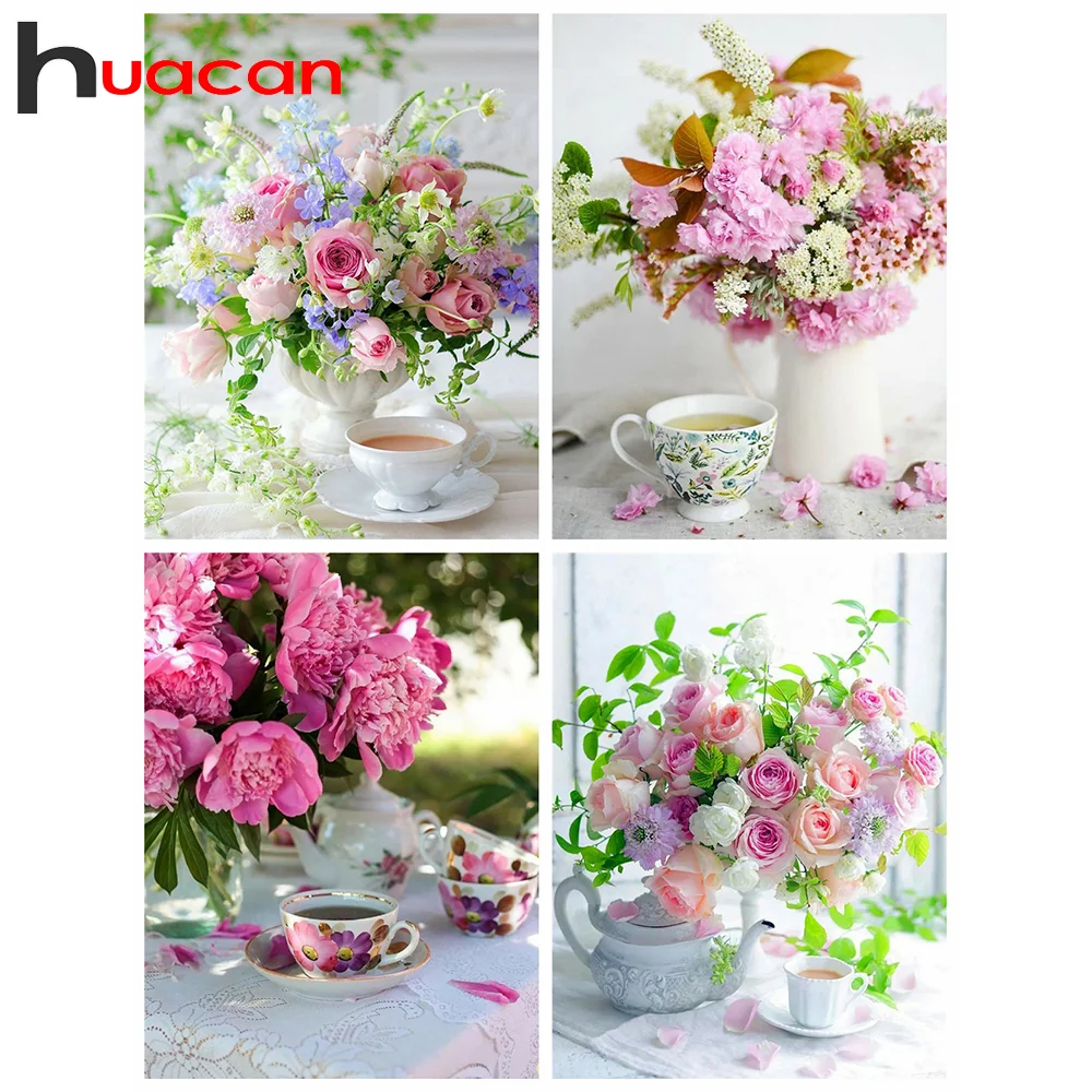 

Алмазная 5D картина Huacan, полный комплект, искусственная вышивка, цветок, рукоделие, вышивка, украшение спальни