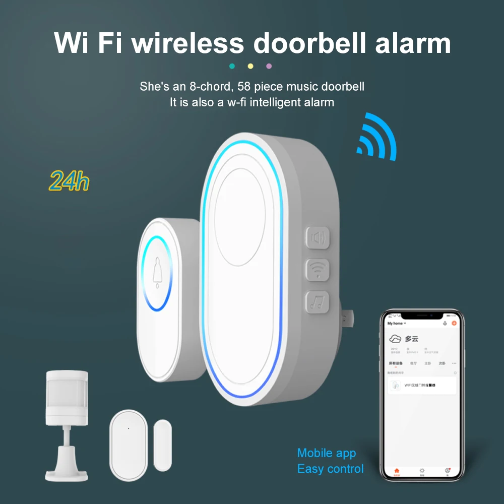 

Multifunctional 433mhz Wireless Detectors Real Time Alarm System Sound And Light Siren Tuya Wifi Doorbell Alarm 300mah