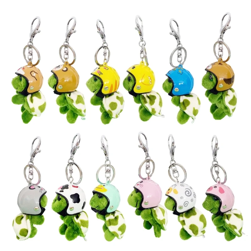 

Wearing Helmet Keychain Plush Keychain Pendant Bag Jewelry Accessories for Car Decorations Party Gift