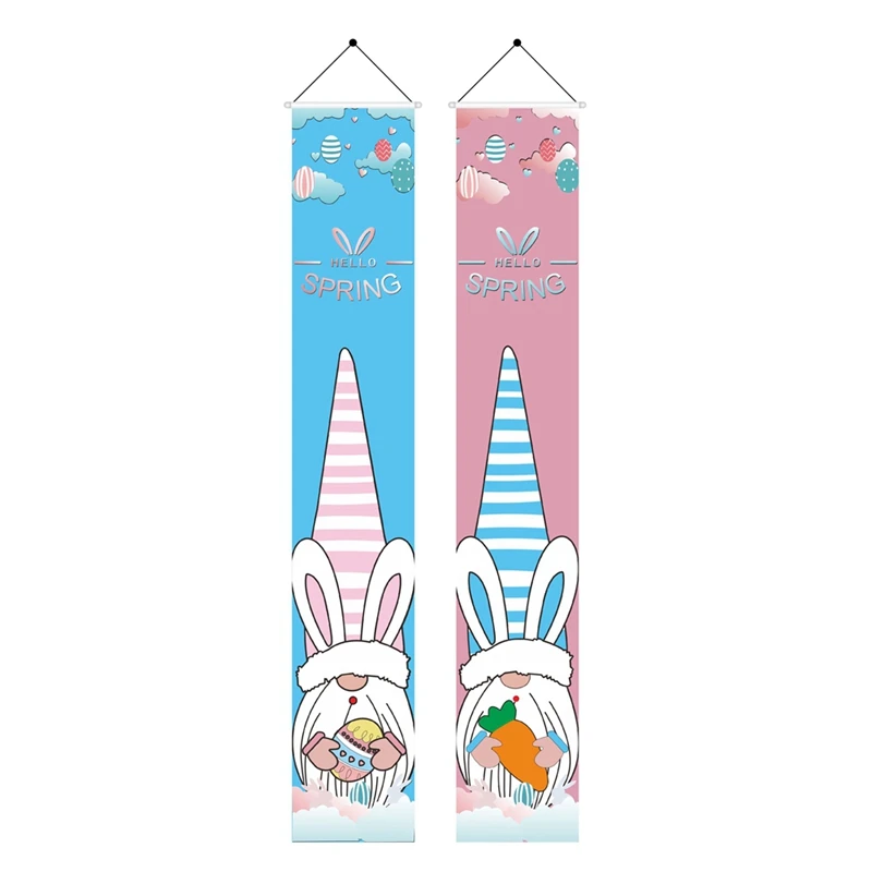 

2 Pack Happy Easter Banner, Easter Porch Sign Easter Door Decorations, Easter Hanging Banner Spring Banner For Home Door
