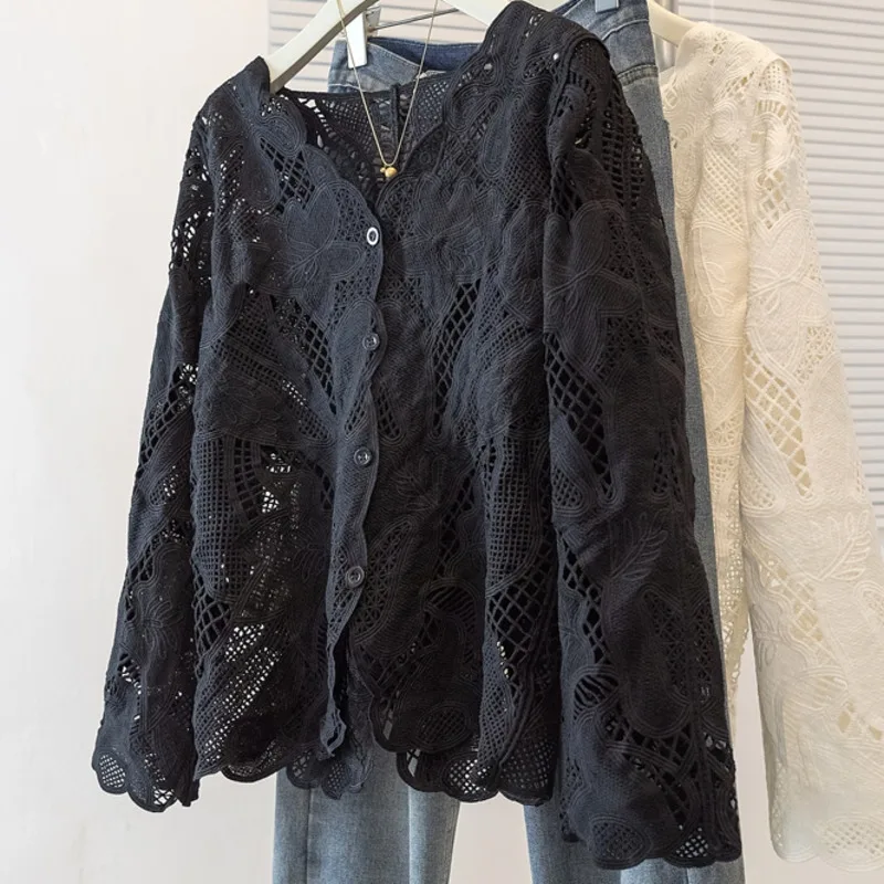 EWQ Шикарная открытая однобортная дизайнерская свободная универсальная блузка