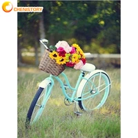 chenistory diy painting by numbers bicycle scenery on canvas wall picture for living room home decor gift coloring by numbers