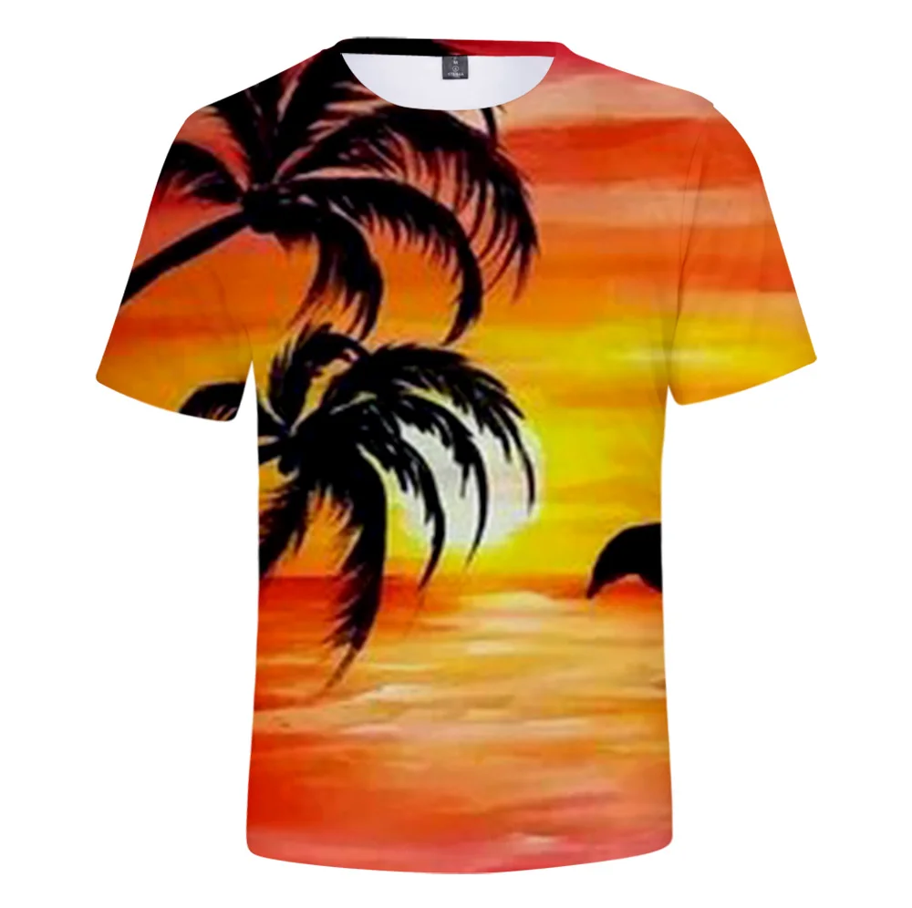 

Summer T Shirts Palm Trees In The Sun Printed 3D Crew Neck Short Sleeves Casual Loose T-Shirt XXS-4XL Tops Breathable Streetwear