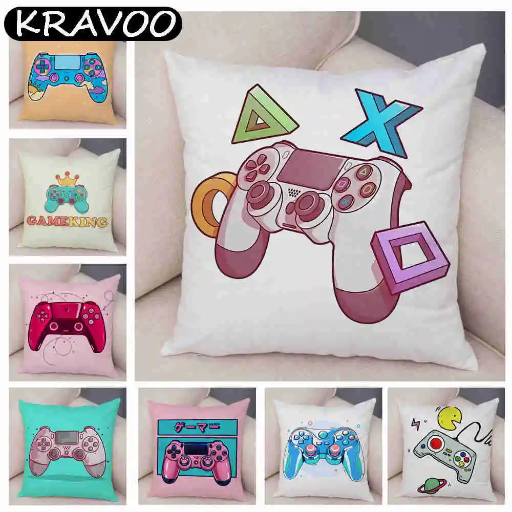 

Мультяшный чехол для подушки для геймпада для детской комнаты, дивана, домашнего автомобиля, Декор, игровой плеер, наволочка, подарок, наволочка 45x45 см, чехол для геймпада