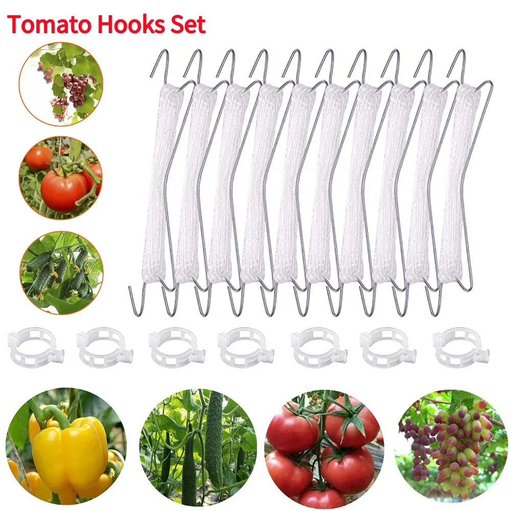 

Tomato Support Hooks Set Plant Climbing Tomato Trellis Vine Clips Garden Plant Prevent Falling with Tomato Clip