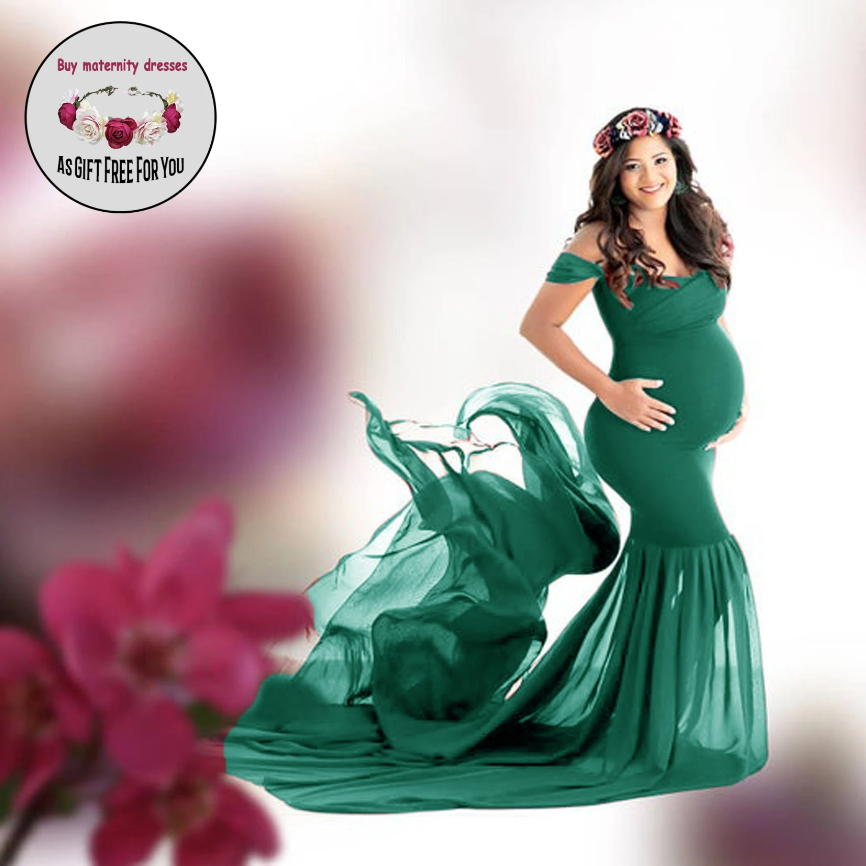 

women maternity dress for photography Short Sleeve Off The Shoulder Long Mermaid Maxi Dresses