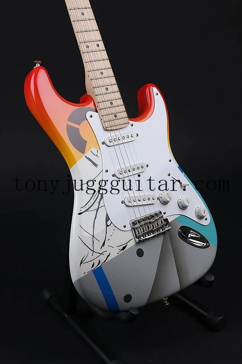 

Rhxflame Eric Clapton Crash Rainbow Crashocaster Over The Rainbow Electric Guitar Custom Shop Hand Work Painted China Guitars