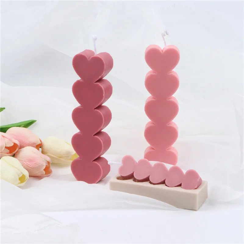 Силиконовая форма сделай сам для влюбленных свечей 5 соединений кардиоидный