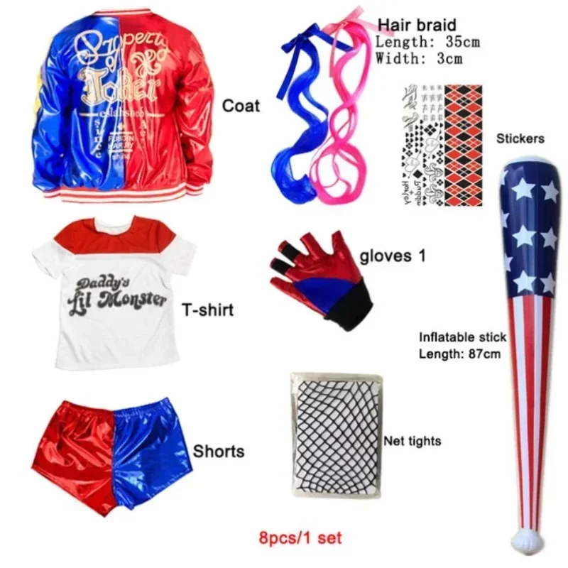 SN55Карнавальные детские костюмы для косплея Суицид Харли девочек отряд Куинн