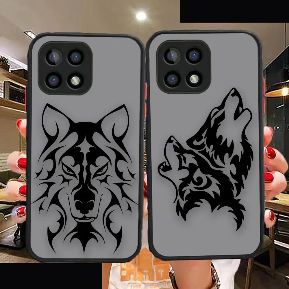 

Matte Case For OPPO FINDX3 A15 A16 A76 Funda A54 A55 Capa A73 A74 A92 Coque A93 A94 ACE2 R15 PRO Case Para Black Line Wolf Art