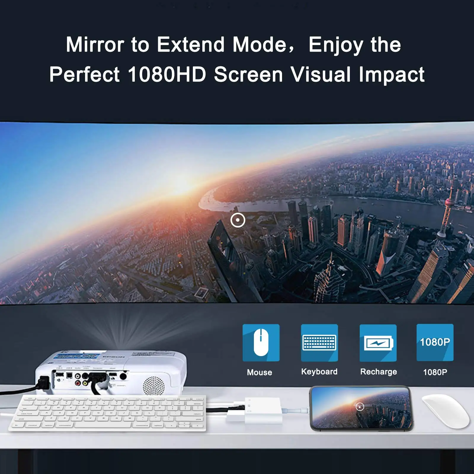 Lightning to HDMI Digital AV Adapter for iPhone14 13/iPad to TV USB 3.0 OTG Camera Hub with Charging 1080P Sync Screen Connector