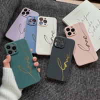 simple gilding gold love case for iphone 13 12 11 pro max soft silicone tpu protection anti drop for 7 8 plus x xr xs max se2020