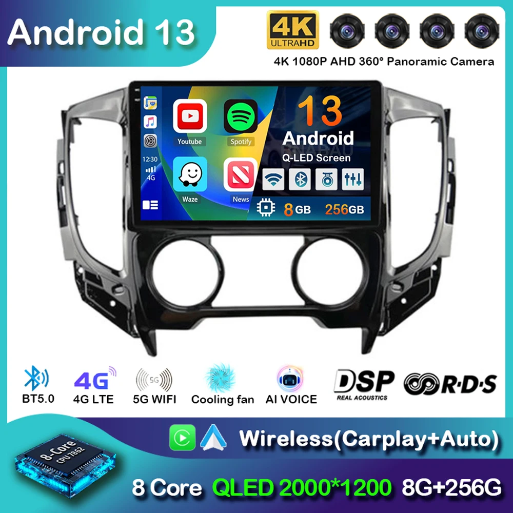 Android 13 Carplay для Mitsubishi Pajero Sport 3 L200 5 Triton 2015 2016 2017 2018 2019 Автомобильный радиоприемник GPS