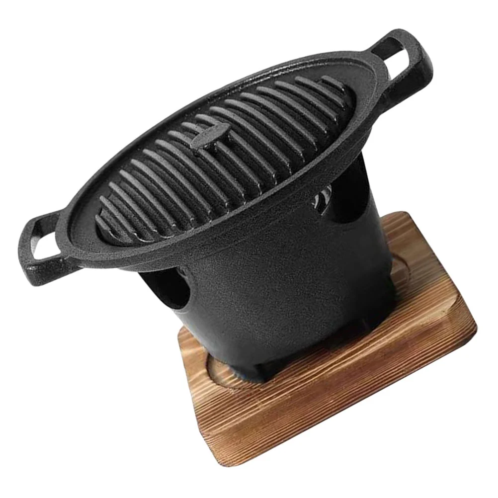 

Konro Grill Single Serving Grill Korean Style Grill 21.5x21.5cm Metal Roasting Rack Grilling Pan Cast Iron Grill Table Grill
