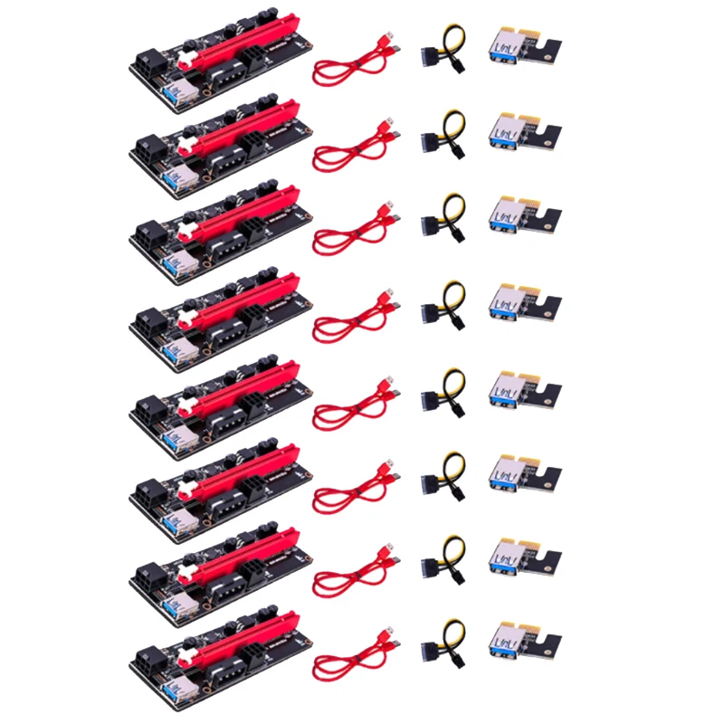 8 шт. VER009 USB 3.0 PCI-E Riser VER009S Express 1X 4X 8X 16X Карта адаптера удлинителя SATA 15Pin на