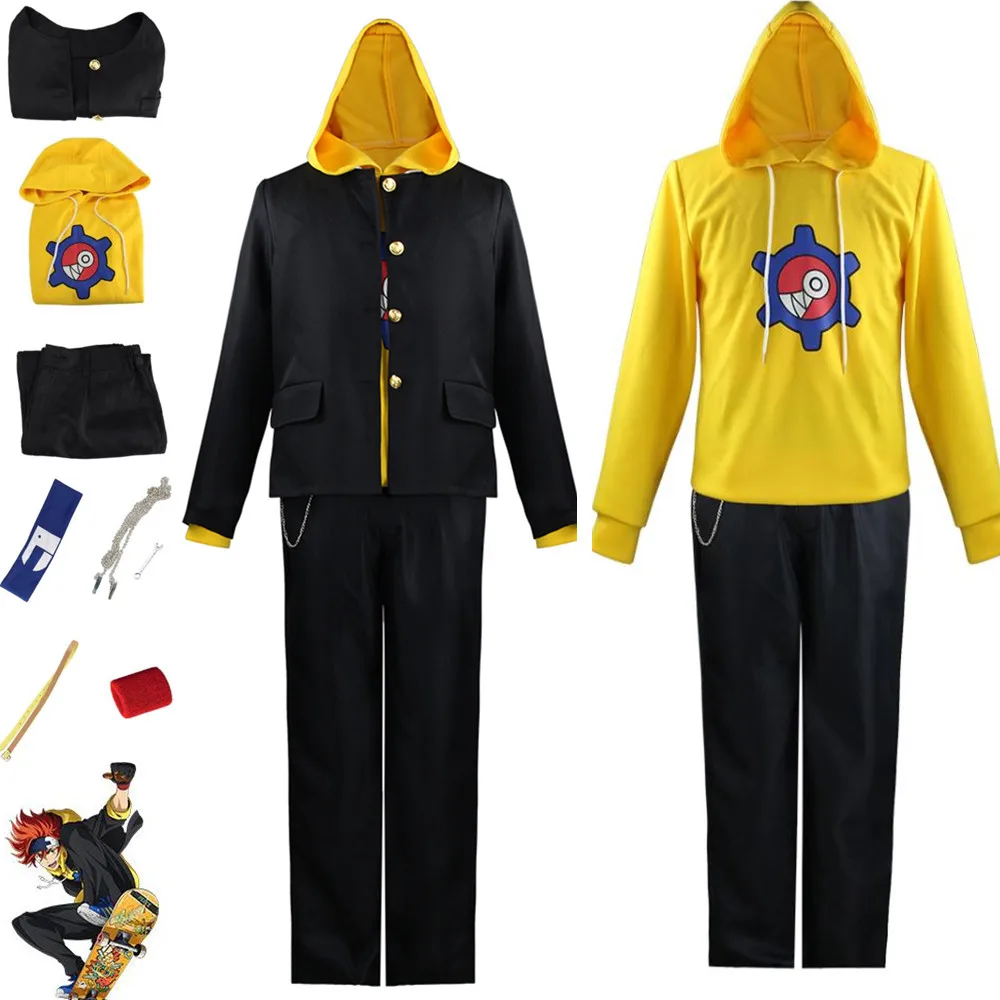 

Костюм для косплея аниме Sk Eight Reki, черный жакет, брюки, желтый свитер, повязка на голову, цепочка с медалью, защита запястья, костюм для мужчин ...
