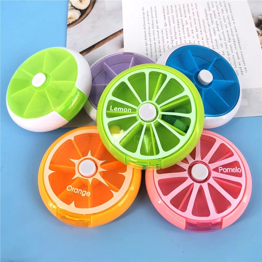

Portable Pill Box Weekly Rotating Split Fruit Points Drug Carry With You Mini Medicine Boxs Medicine Travel Pillbox