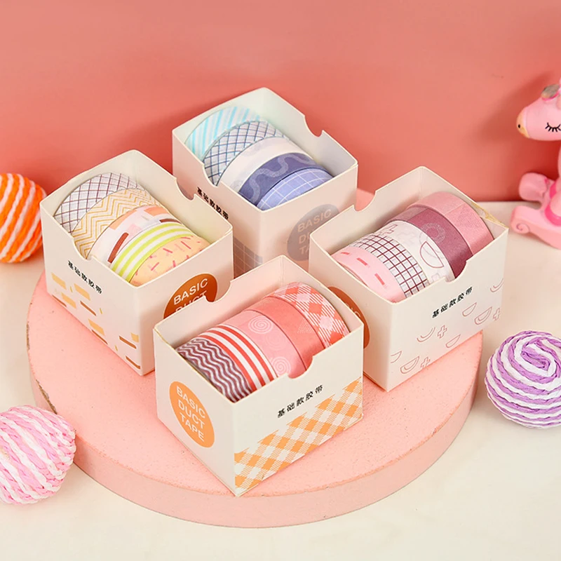 5 рулонов/коробка однотонная Васи-лента кавайная Маскировочная лента для