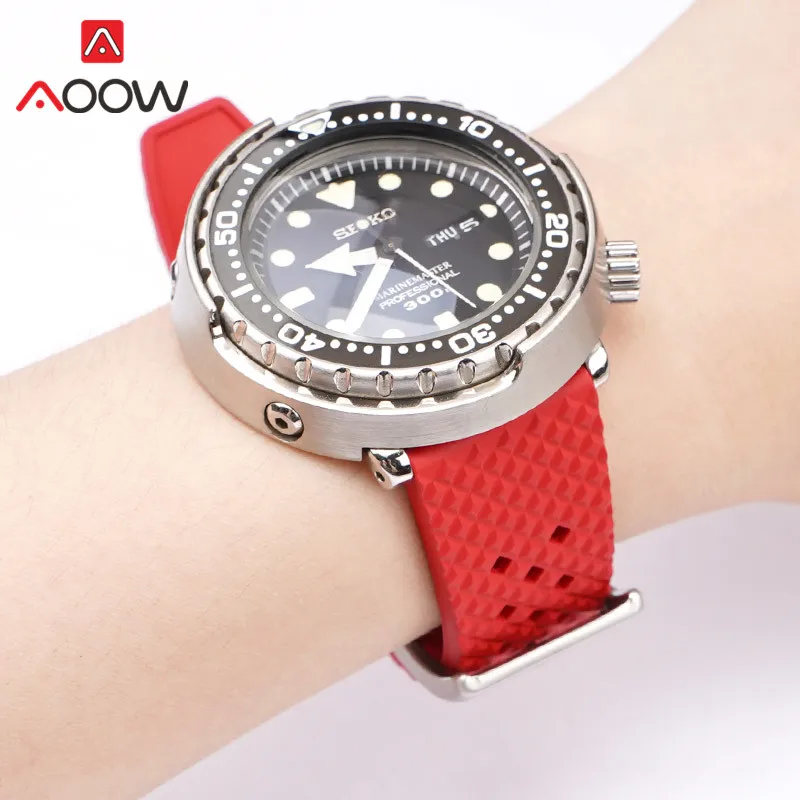 Fluoro Rubber Strap 18/20/22/24mm Quick Release Soft Sport Waterproof Breathable Men Women Universal Replace Watch Band Bracelet