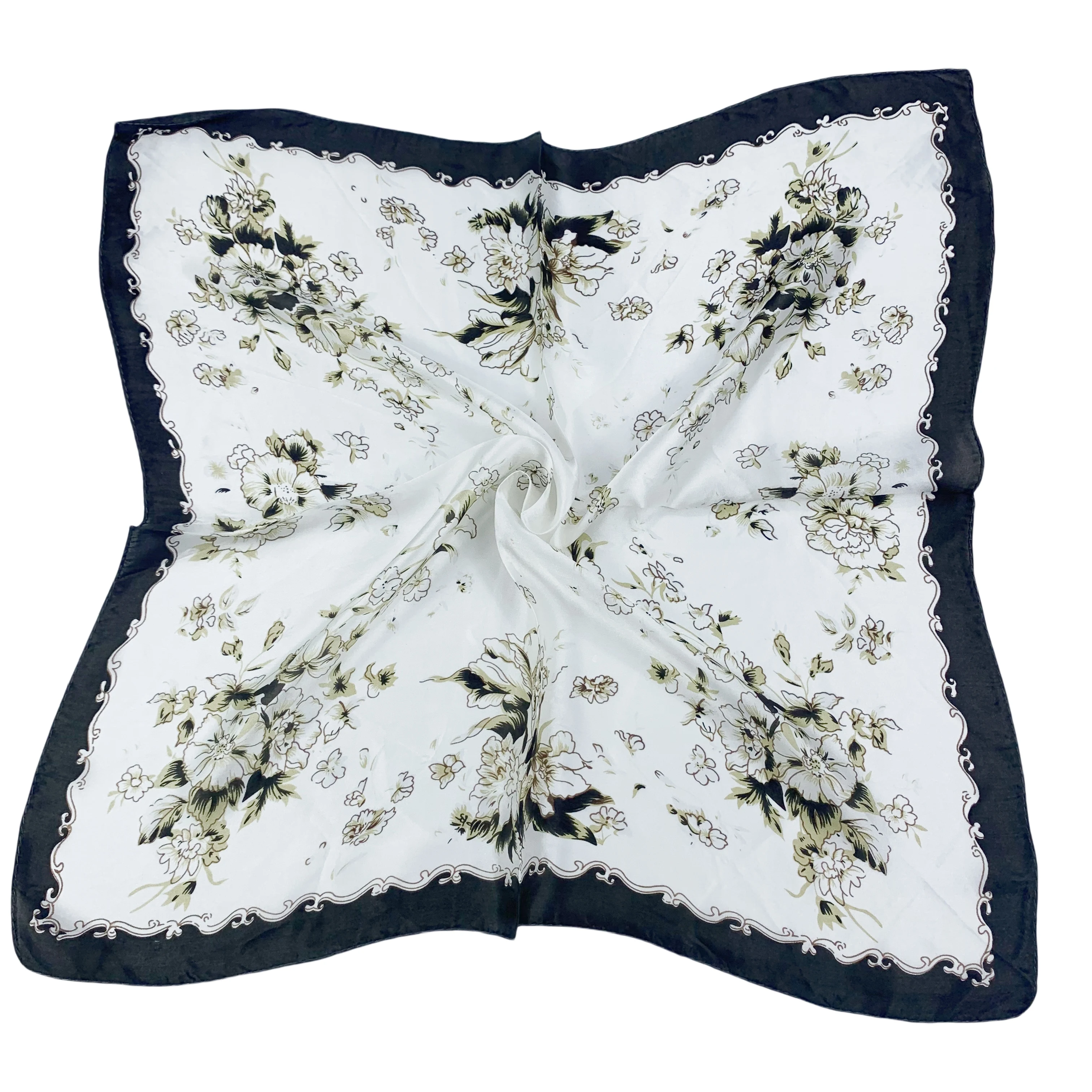 100% чистый Шелковый Шарф Новые модные шарфы 50 см * шейный платок цветочный жасмин