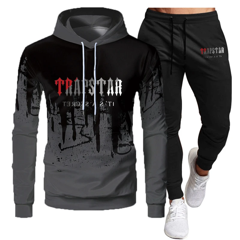 

Fashion Men'S Sportswear Suit Autumn And Winter New Brand Trapstar Printed Hoodie + Jogging Pants Hip-Hop Street Men'S Clothing