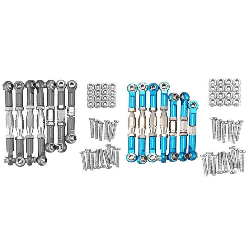 

2 комплекта для Wltoys 144001 1/14 RC автомобильные запасные части металлическая связь тяга сервопривода комплект Рулевого тяга, синий и серый