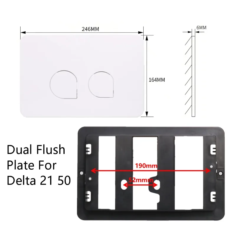 Фото Двойная кнопка смыва для унитаза, совместимая с Geberit DELTA 21 50 Series, панель для скрытого бачка, белая кнопка смыва для унитаза №1