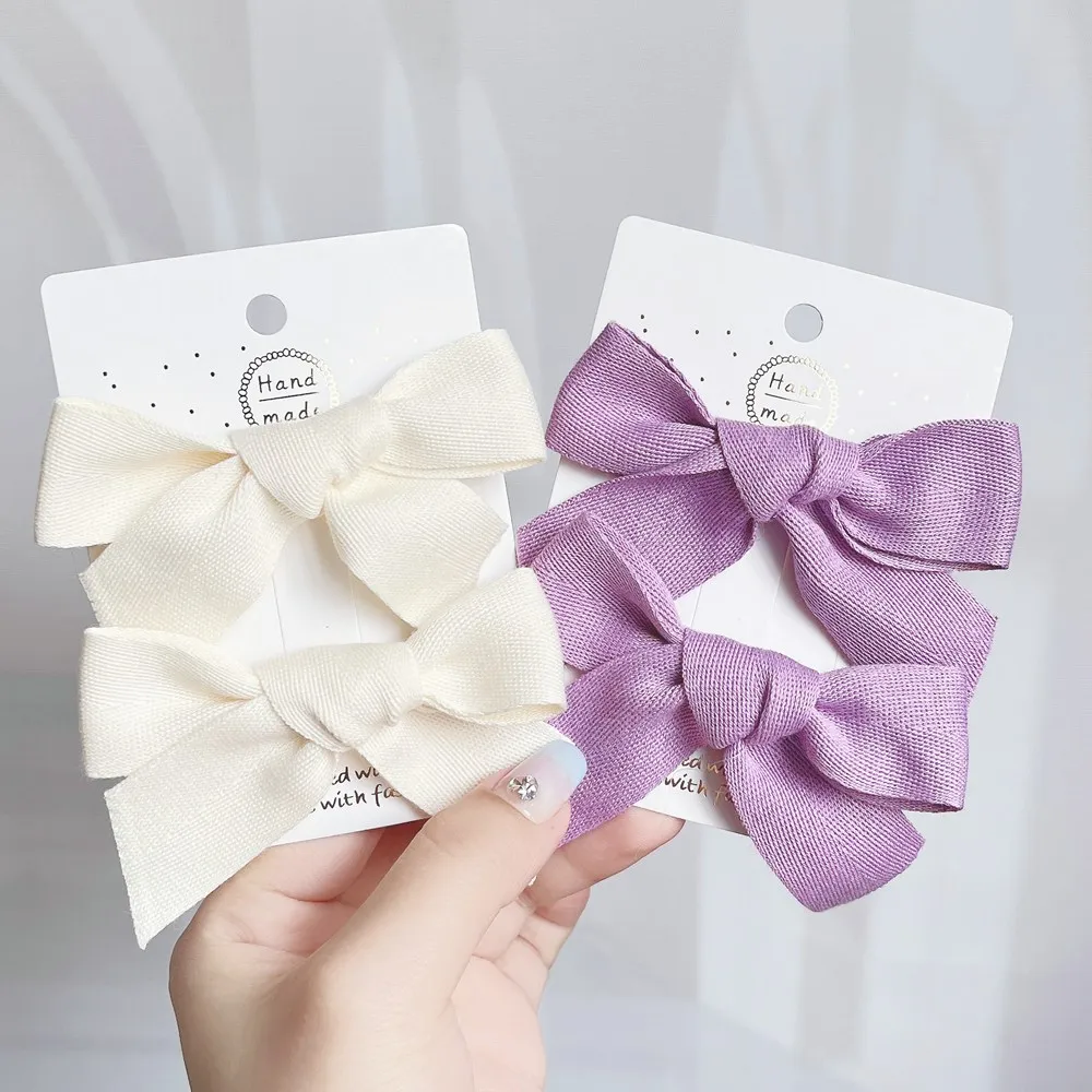 

2Pcs/set Sweet Solid Bowknot Hair Clips For Cute Girls Cotton Bows Hairpin Boutique Barrette Headwear Kids Hair Accessories Gift