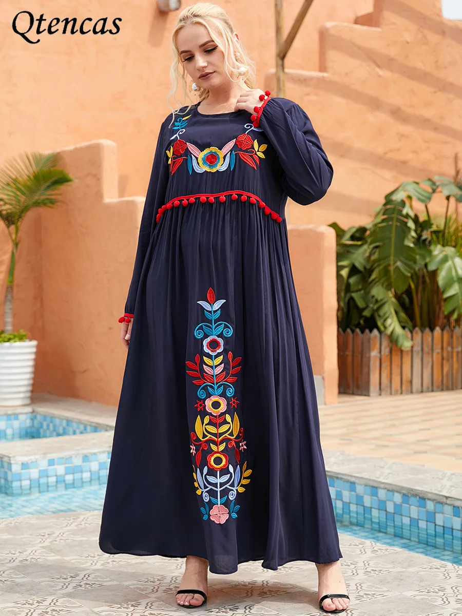 Рамадан ИД Мубарак Abaya Дубай Турция мусульманское платье женская одежда ислама размера плюс кафтан халат Длинные Женские панталоны платья