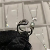 foydjew womens new 2022 trend imitation pearl rings fashion luxury t square diamond open adjustable ring for women