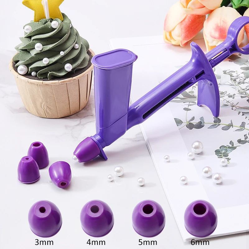 

DIY Plastic Pearl Gun Ball Applicator Detachable Meatball Coating Fabric Fondant Mold Cake Decorating Baking Tool Sugar Craft