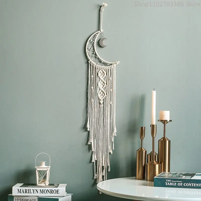 

Moon and Star Dream Catcher Macrame Wall Hanging Bohemian Home Tapestry Heart Decor Girls Kids Nursery Ornament Decoration Gifts