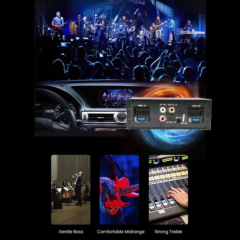 Автомобильный усилитель DSP для радио стерео сабвуфер 4*50 Вт TDA7851 с оптоволоконным