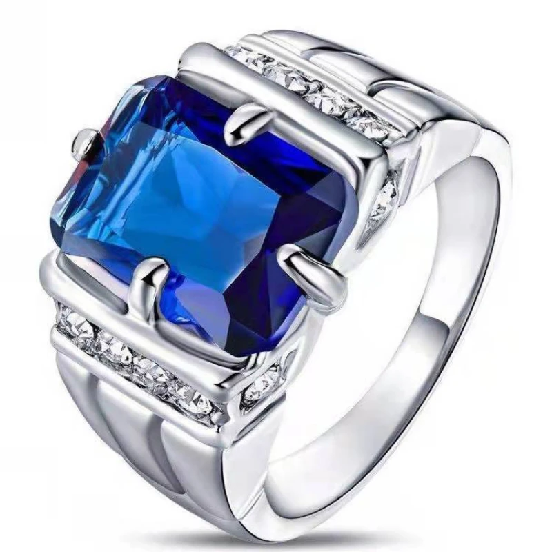 

Fashion Rings for Man Color Luxury Domineering Blue Gem Ring Wedding Engagement Ring Party Jewelry Gift