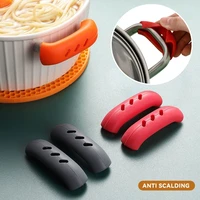 4pcs silicone pan handle cover heat insulation covers pot ear clip steamer casserole pan handle holder non slip kitchen tool