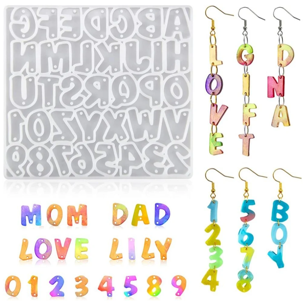 Алфавит с цифрами и буквами серьги из эпоксидной смолы силиконовая литейная