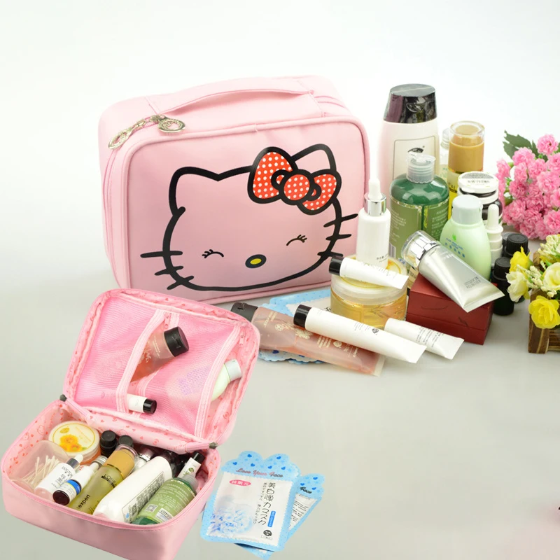 

Sanrios KT cat Oxford тканевая сумочка для косметики Tote косметичка женский органайзер для туалетных принадлежностей водонепроницаемый чехол для хранения Чехол Девушки Подарки