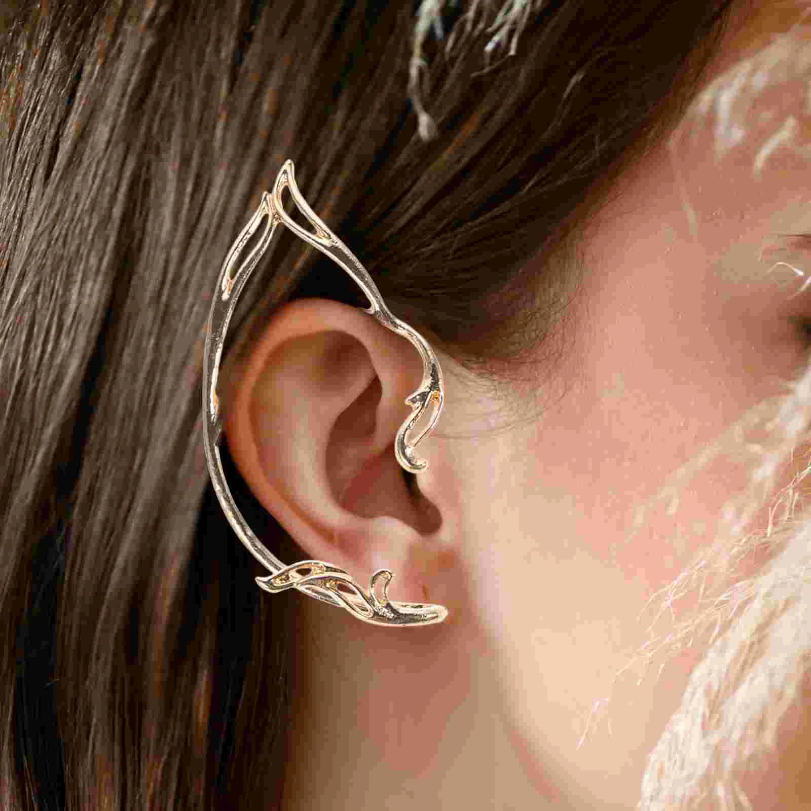 2-парные серьги-каффы без пирсинга в виде эльфа серебряные универсальные серьги