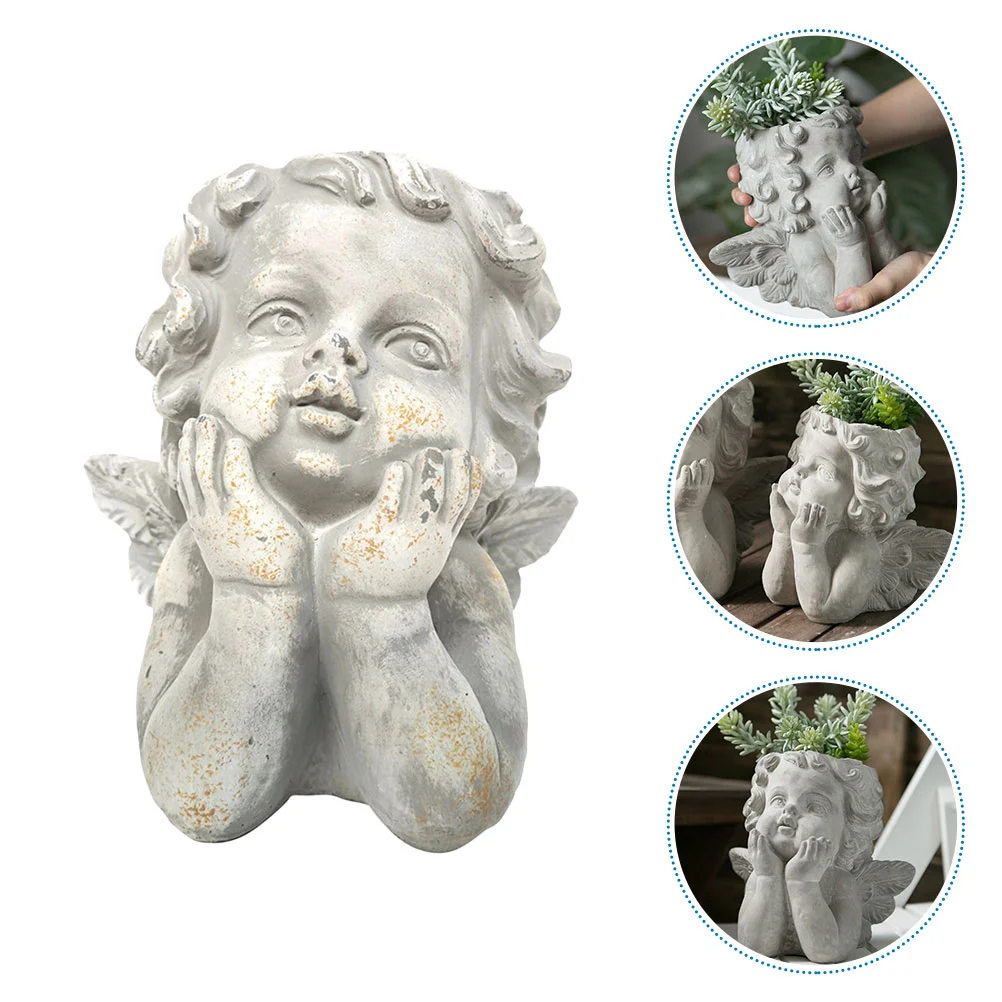 

Pot Planter Flower Succulent Face Cement Figurinesclay Bust Head Vase Concrete Baby Succulents