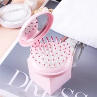 1pc folding air bag comb with mirror compact pocket size portable travel hair brush cosmetic mirror head massager relax
